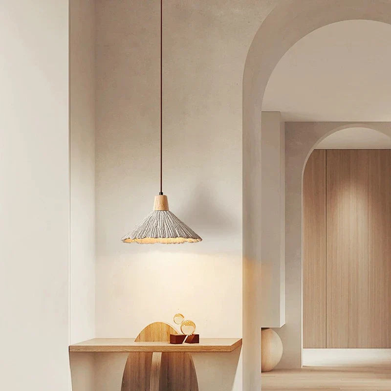 Pendant Light Cement 13.8 in Cream Dining Room Kitchen Island Hanging Ceiling Minimalist Wabi Sabi Rustic Fixture | Kalsten
