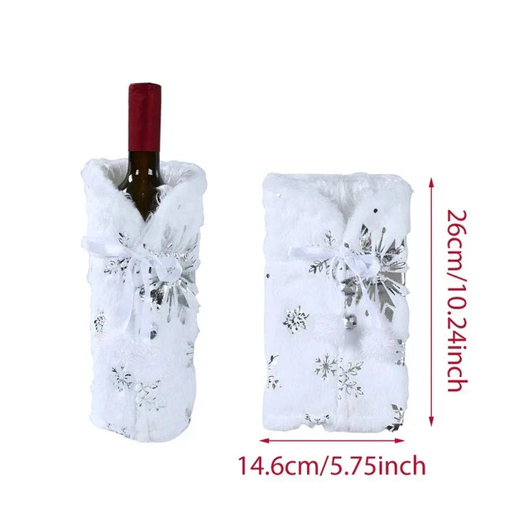 Christmas bottle cover with fur collar – festive cover for wine bottles, gnome decoration for Christmas, perfect as gift wrapping | Noxord