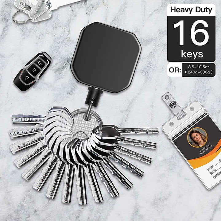 Retractable Metal Carabiner Keychain with Steel Cable