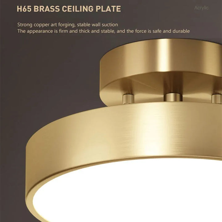 Modern LED Ceiling Light – Nordic Copper Decor for Bedroom, Living Room, Dining Room, and Corridor – Round Surface Mounted Fixture | Kalsten