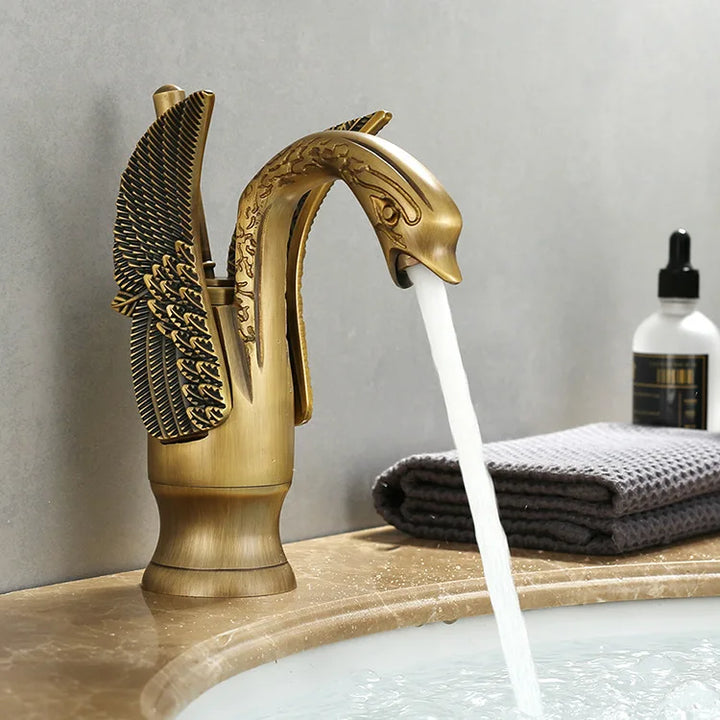 Gold Swan Basin Mixer Tap