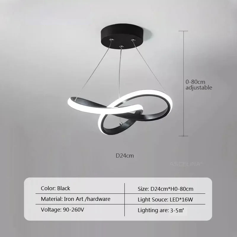 Modern LED Line Pendant Light – 24/30cm Aluminum Hanging Lamp for Entrance, Living Room, and Restaurant Indoor Lighting | Kalsten