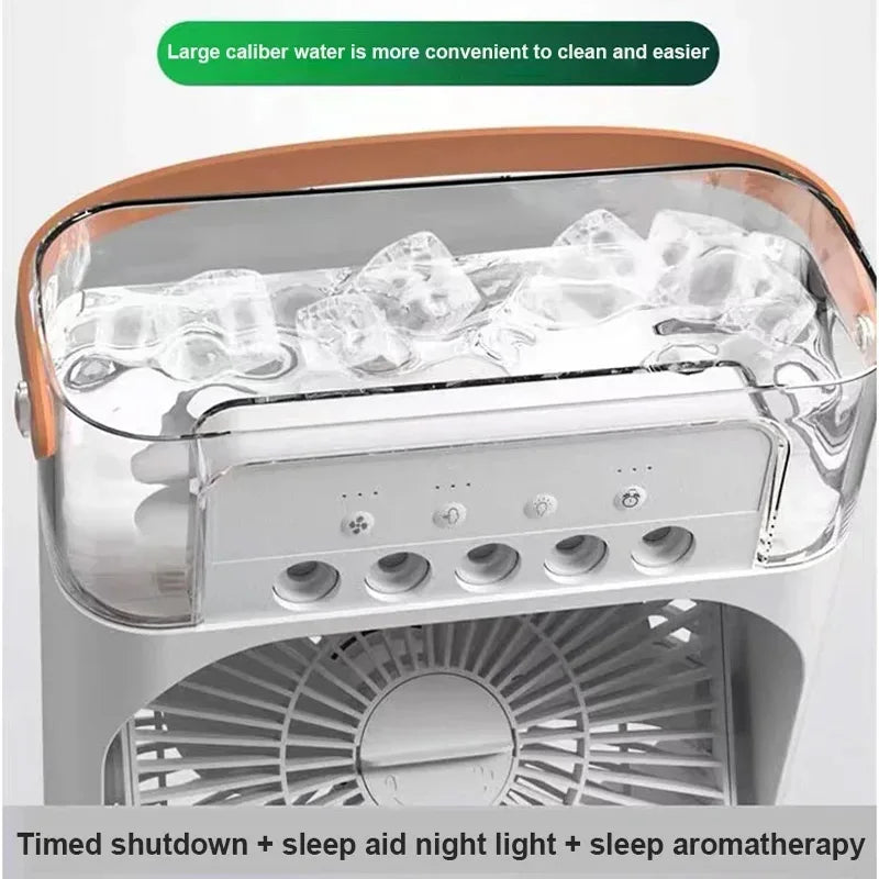 Portable USB Electric Fan with LED Night Light and Water Mist - 3-in-1 Air Humidifier for Home | Kalsten