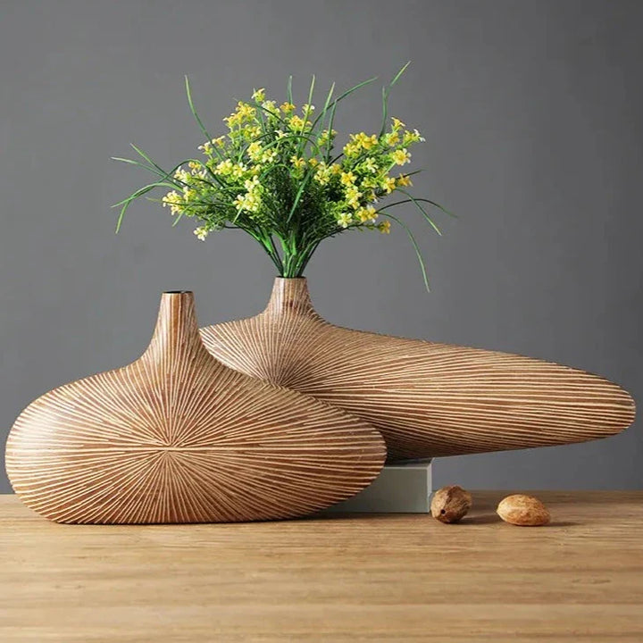 Noxord | ClayAura Sahara Sculptured Vase | Handmade | Modern Decor for Home | Elegant Design