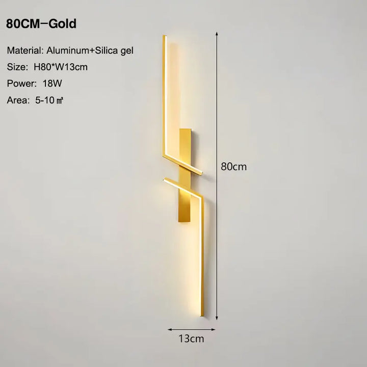 Nordic Black and Gold LED Wall Sconce – Modern Wall Light Fixture for Bedroom, TV Background, Stairs, and Indoor Spaces | Kalsten