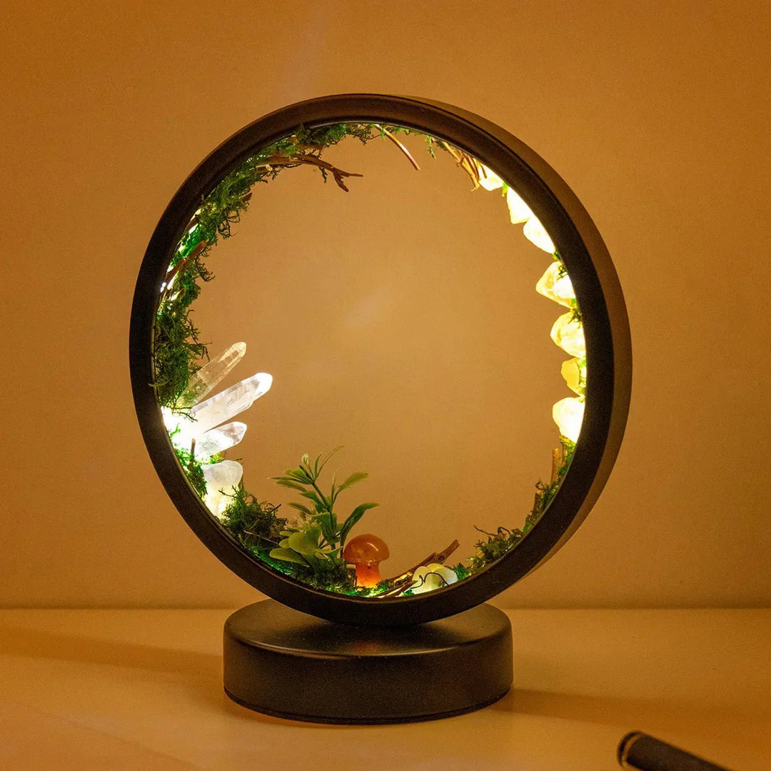 elegant round frame green crystals chic decoration | Kalsten