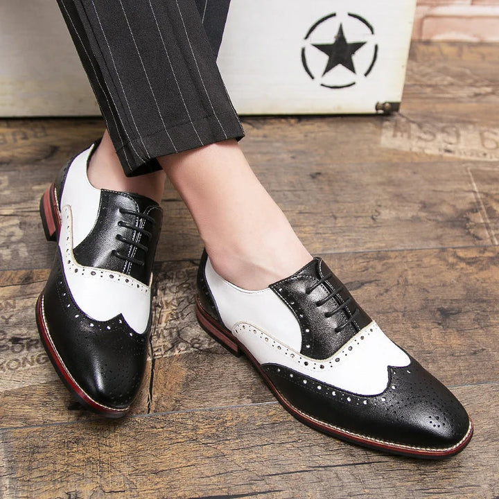 Kalsten | Men's Luxury Shoes Brogue Lace-up Casual British Style Contrast Color Oxford Office
