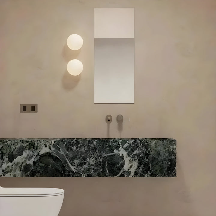 GlasAura Wall Lamp with Matte Glass Ball and Metal Base | Kalsten