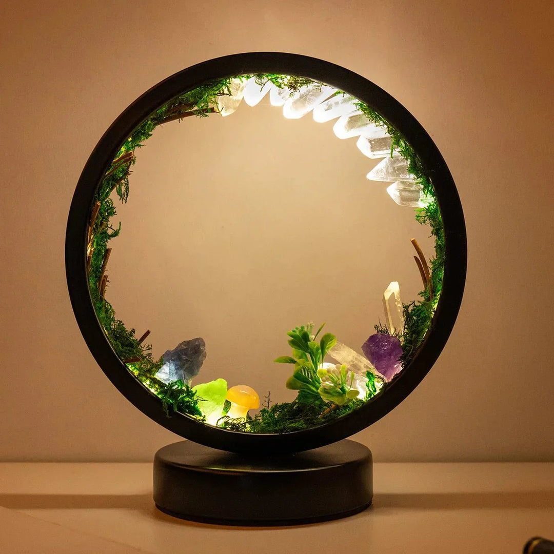 elegant round frame green crystals chic decoration | Kalsten