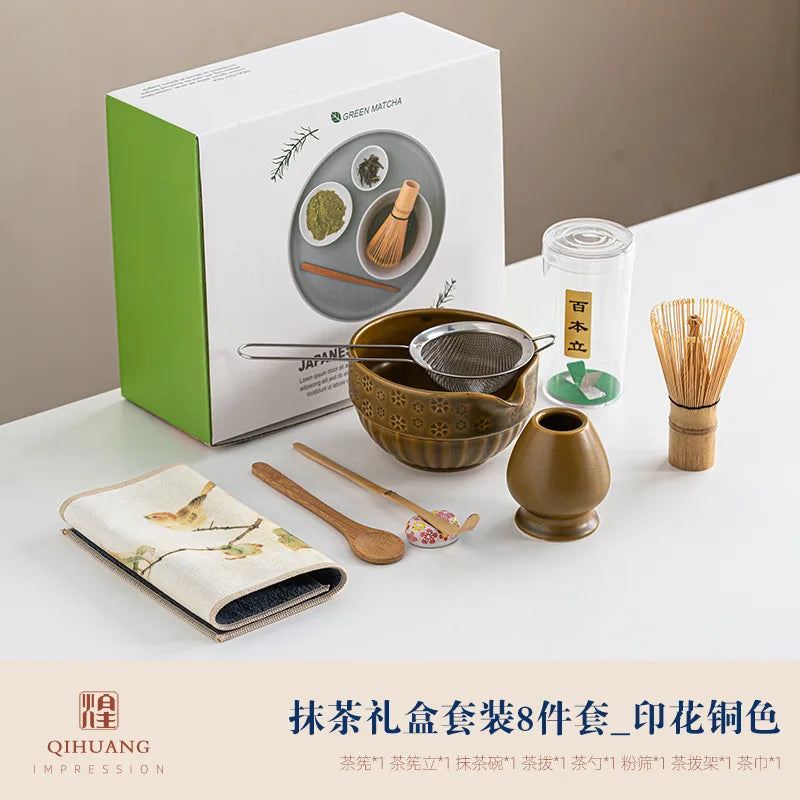 Variant image for Matcha Tea Set 8-Piece Green Size Standard Ceramic Bamboo Whisk-4