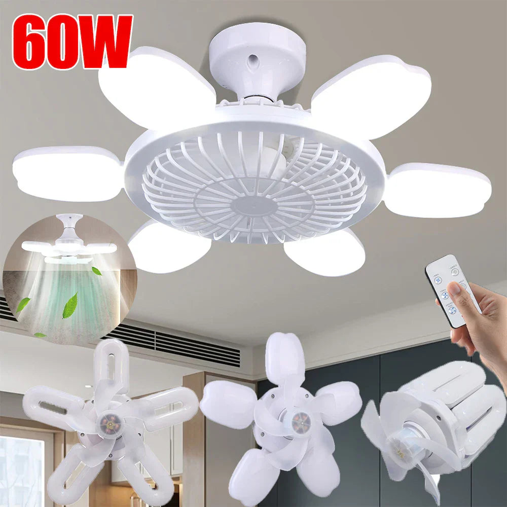 Silent Adjustable Remote Control Ceiling Foldable Fan Lamp | Noxord