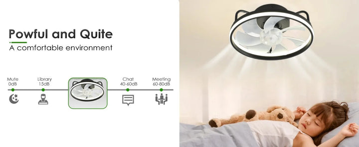 Modern LED Ceiling Fan Light with DC Motor - 6 Speed, Timer, Low Floor Attic Fan, Remote Control Decorative Light | Kalsten