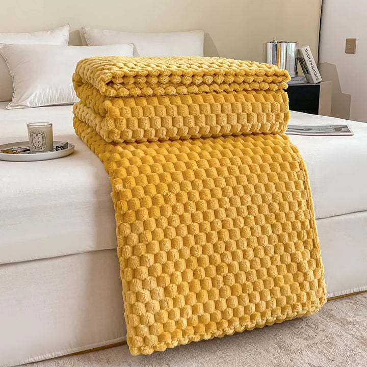 Kalsten | Checked Soft Velvet Blanket Warm Cozy Throw for Couch and Bed
