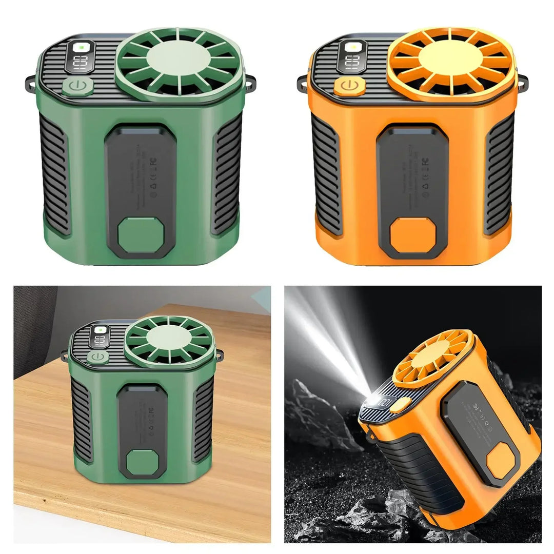 20000mAh Portable Waist Fan - Strong Wind Hanging Neck Fan with Power Bank and LED Lighting for Outdoor Sports and Work | Kalsten
