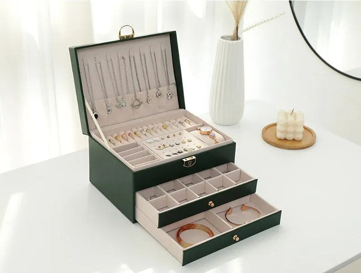 Lockable Multi-Layer Leather Jewelry Box Noxord