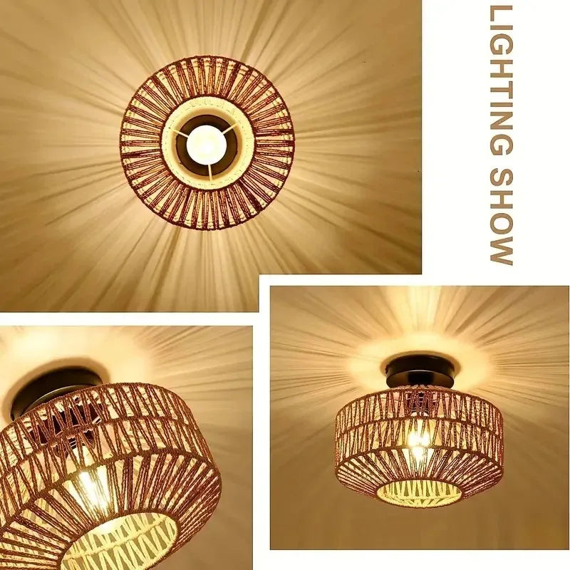 Classical Bamboo Weaving Chandelier Lamp - Handmade Pendant Light Hanging LED Ceiling Fixtures | Kalsten
