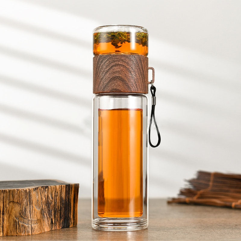 Kalsten | 2in1 Double Wall Thermal Smart Tea Glass Bottle