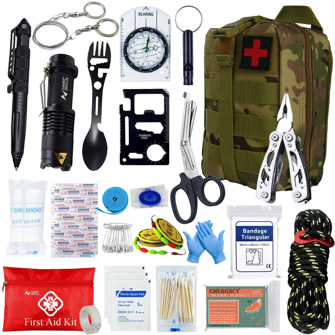Kalsten | Survivora24 Emergency Set | 24-Piece Outdoor Survival Kit with First Aid Equipment | For Hiking, Camping, Disaster Protection & Adventure