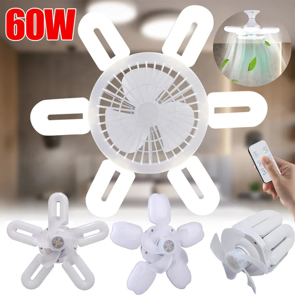 Silent Adjustable Remote Control Ceiling Foldable Fan Lamp | Noxord