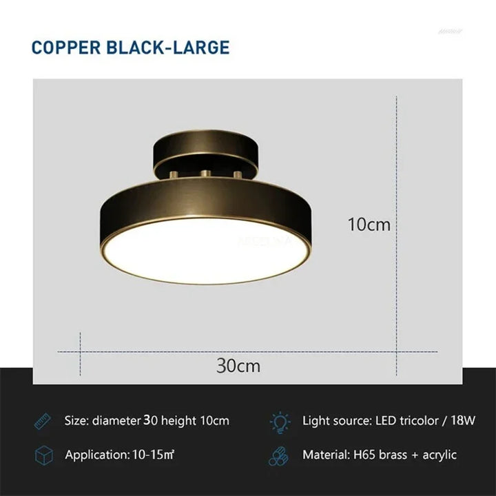 Modern LED Ceiling Light – Rotatable Copper Lamp for Living Room, Bedroom, Hallway, and Restaurant, Soft Illumination for Home Decor | Kalsten