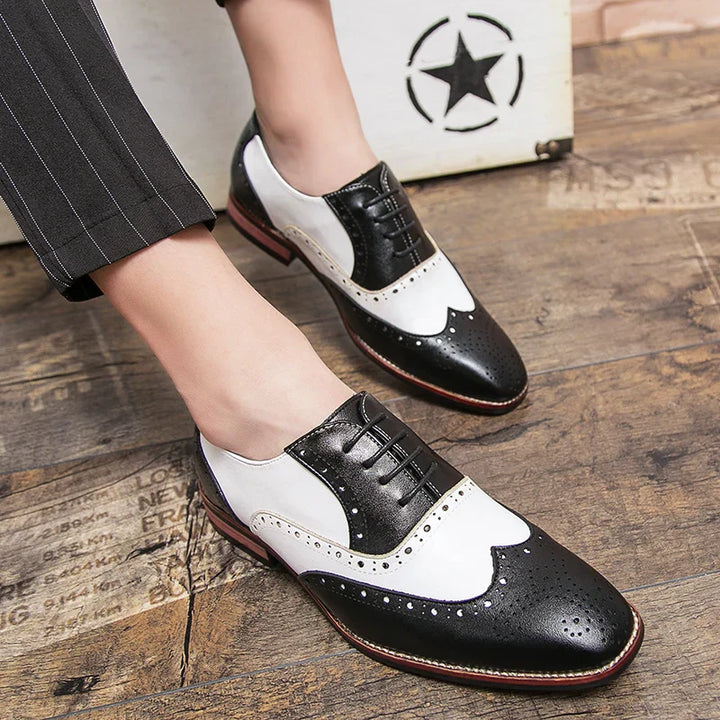 Kalsten | Men's Luxury Shoes Brogue Lace-up Casual British Style Contrast Color Oxford Office