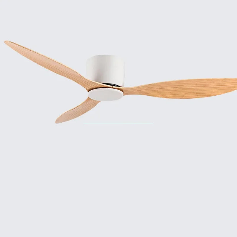 42-52 Inch Ceiling Fans with DC Motor — Remote Control Low Floor Cooling Fans, No Light, White Wood & Black Options | Kalsten