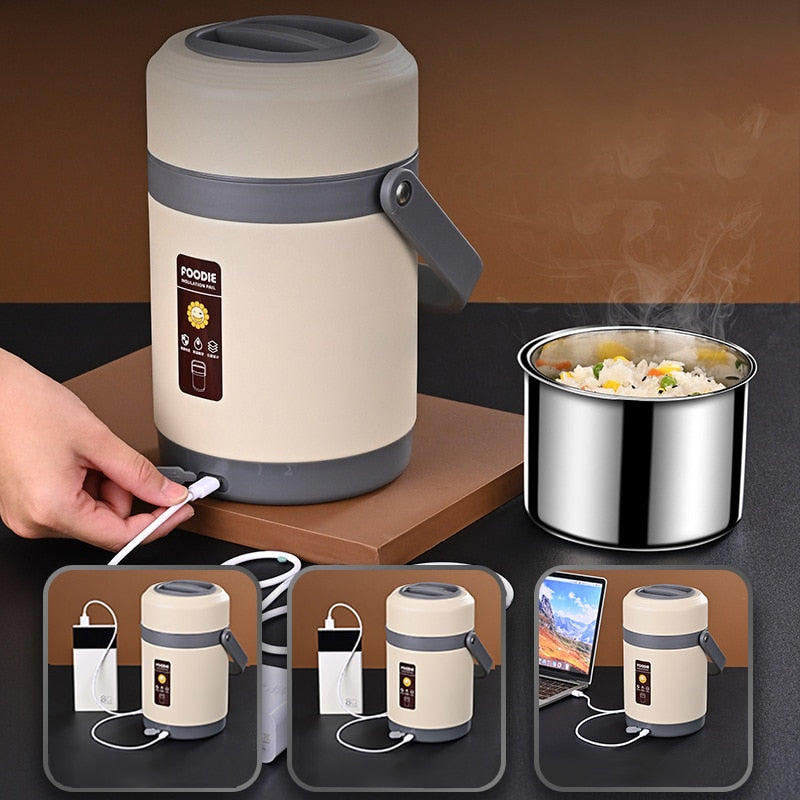 Kalsten | USB Heated Lunch Box | 304 Stainless Steel, Portable Food Warmer