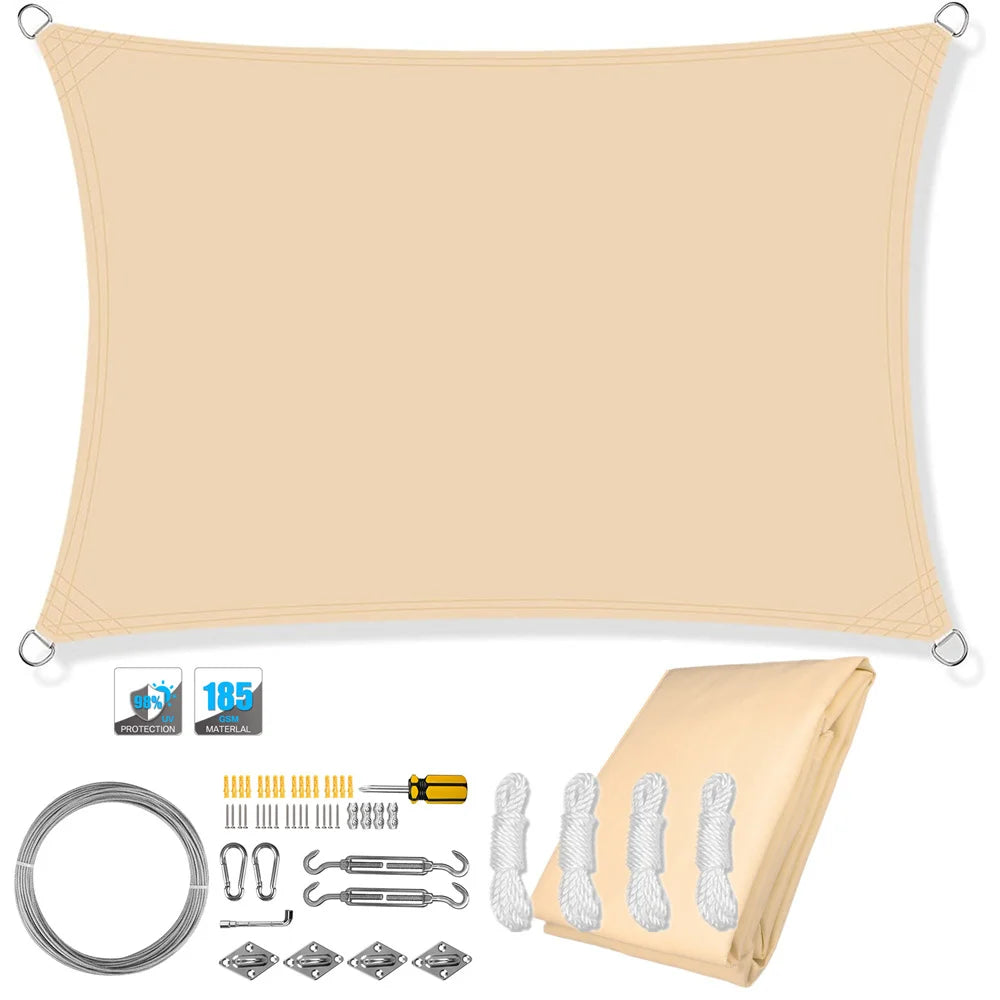 Kalsten | Waterproof Rectangular Sun Shade Sail with UV Protection & Mounting Kits – ShadeGuard