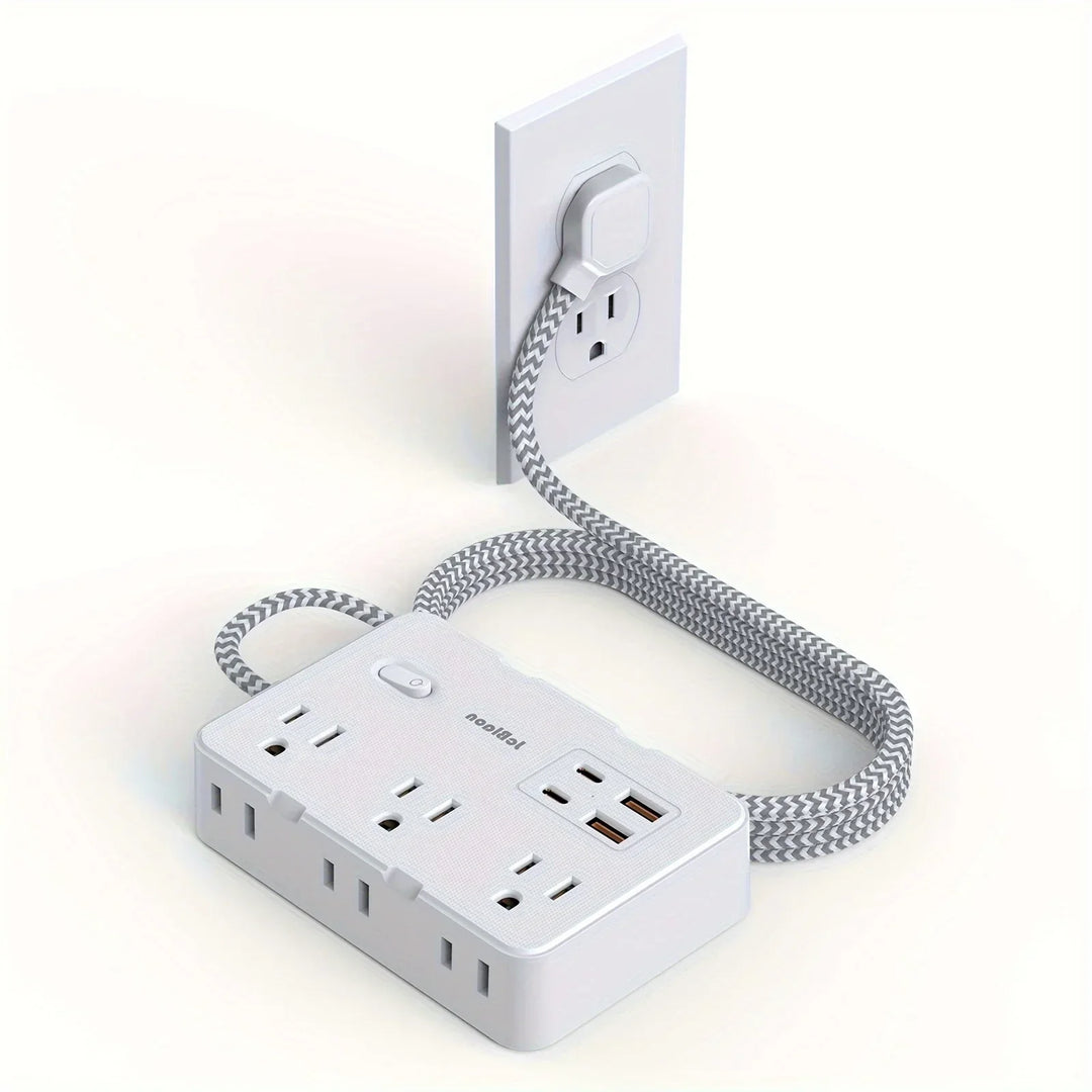 Smart home power strip with USB fast charging function | US plug AC outlet with woven extension cord and network filter | Kalsten