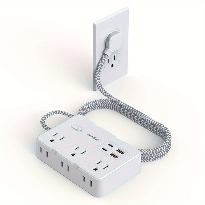 Smart home power strip with USB fast charging function | US plug AC outlet with woven extension cord and network filter | Kalsten