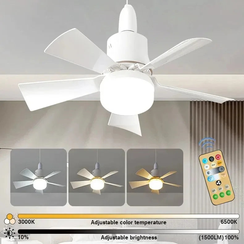30W E27 Ceiling Fan Light with Remote - LED Dimming Function, Intelligent Silent Fan for Bedroom & Living Room | Kalsten