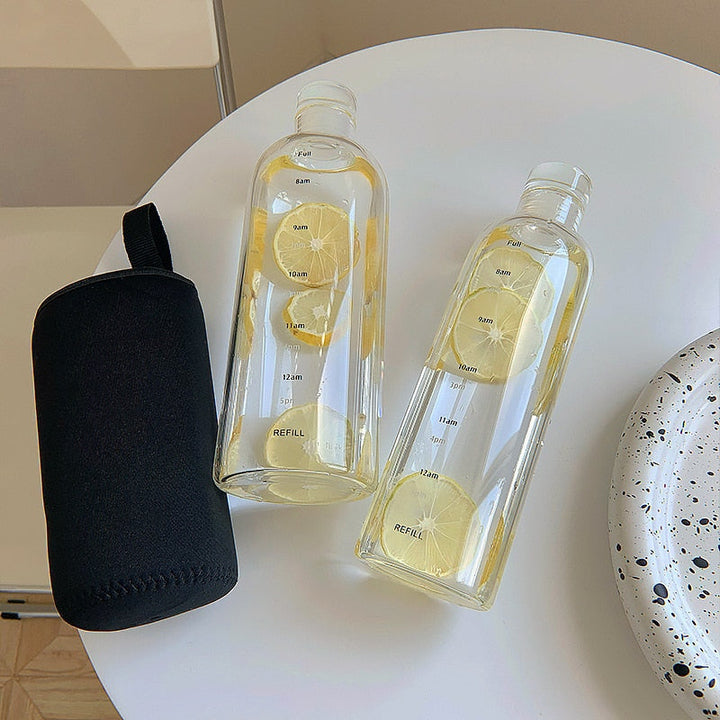 Kalsten | Time Scale Heat-Resistant Glass Water Bottle