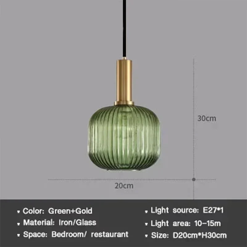 Modern Nordic Glass Pendant Light – Single Head LED Hanging Lamp for Dining Room, Bedroom, Cafe, and Study – White, Green, Cognac & More | Kalsten