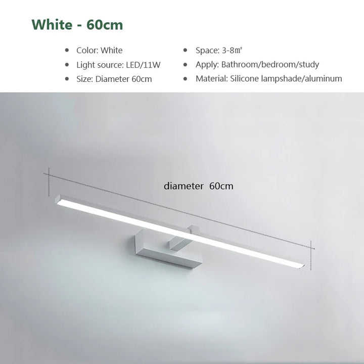 Modern LED Wall Light for Bathroom – 3-Color Adjustable Light Aluminum LED Mirror Lamp for Makeup and Bathing | Kalsten