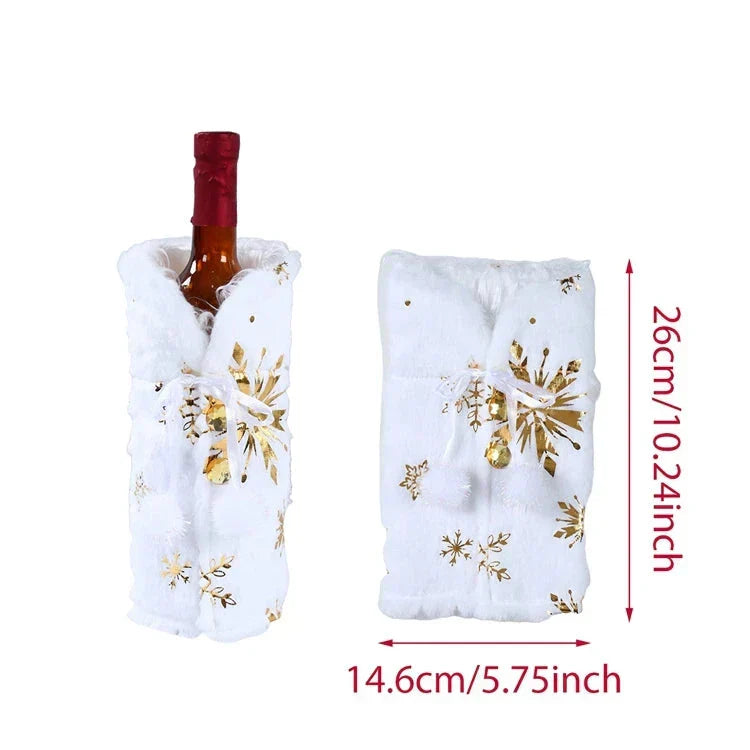 Christmas bottle cover with fur collar – festive cover for wine bottles, gnome decoration for Christmas, perfect as gift wrapping | Noxord