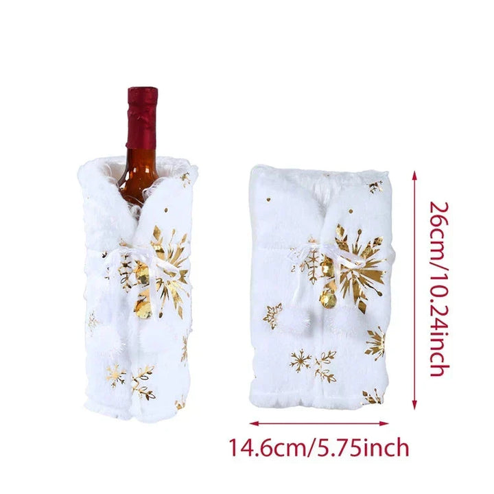 Christmas bottle cover with fur collar – festive cover for wine bottles, gnome decoration for Christmas, perfect as gift wrapping | Noxord