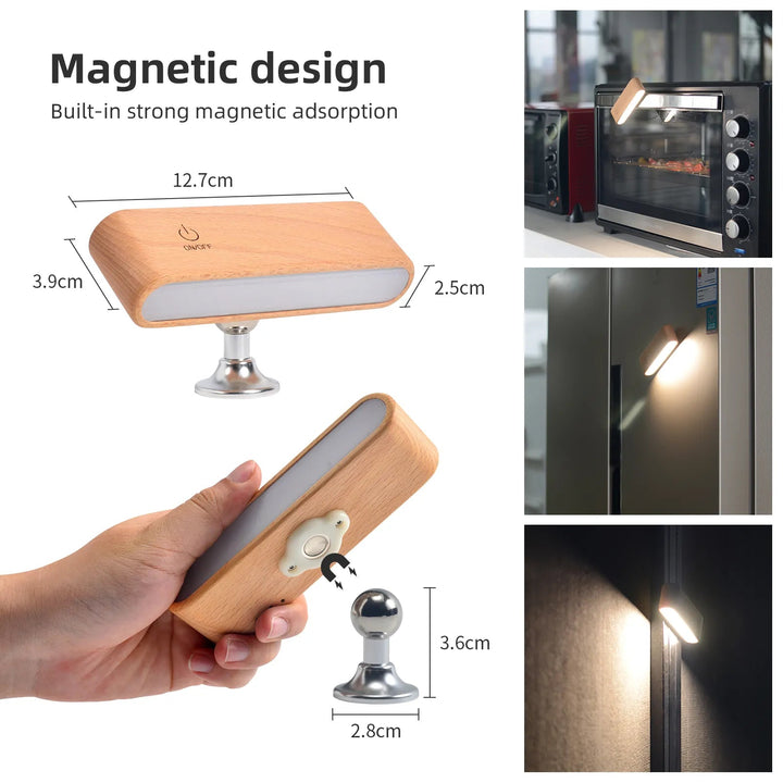 Rotatable Magnetic Wooden Rechargeable LED Night Lamp | Noxord