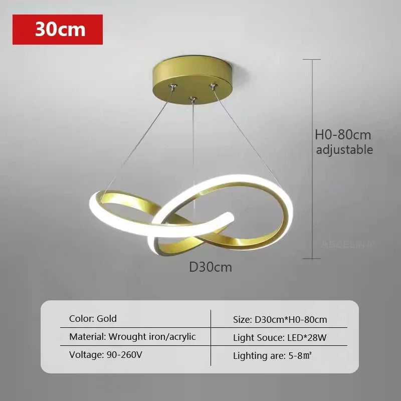Modern LED Line Pendant Light – 24/30cm Aluminum Hanging Lamp for Entrance, Living Room, and Restaurant Indoor Lighting | Kalsten