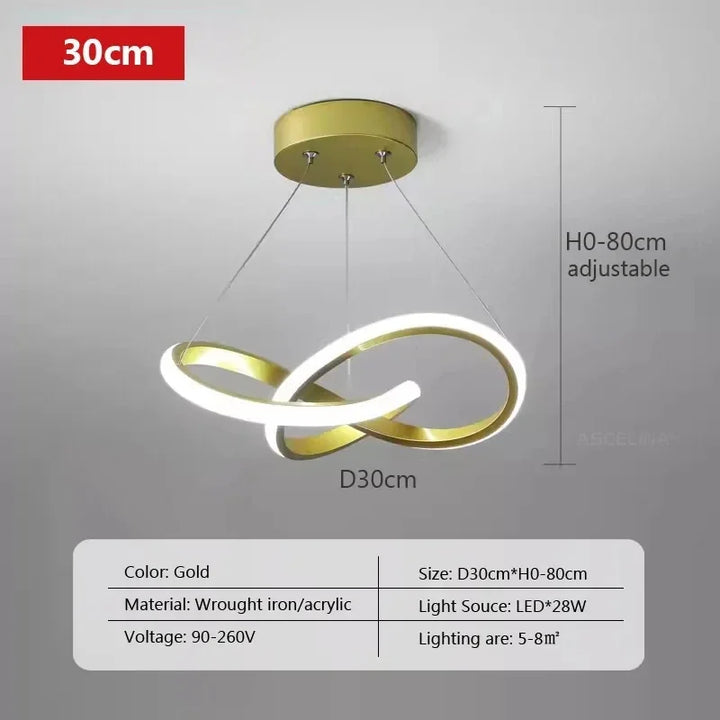 Modern LED Line Pendant Light – 24/30cm Aluminum Hanging Lamp for Entrance, Living Room, and Restaurant Indoor Lighting | Kalsten