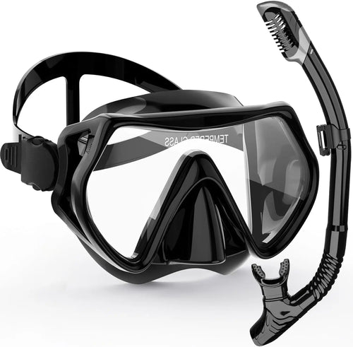 Kalsten | AquaVision Snorkel Mask Set for Adults | Anti-Fog & Impact Resistant | Silicone Edge & Dry Snorkel | 180° Field of View