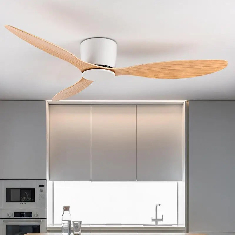 42-52 Inch Ceiling Fans with DC Motor — Remote Control Low Floor Cooling Fans, No Light, White Wood & Black Options | Kalsten
