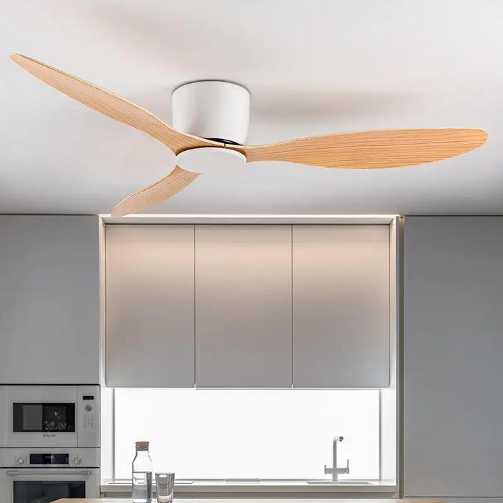 42-52 Inch Ceiling Fans with DC Motor — Remote Control Low Floor Cooling Fans, No Light, White Wood & Black Options | Kalsten