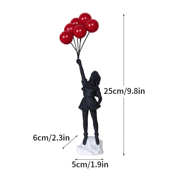 Kalsten | Artify Banksy sculpture collection | Flower thrower & balloon girl | Pop art figures | Modern office & home decoration