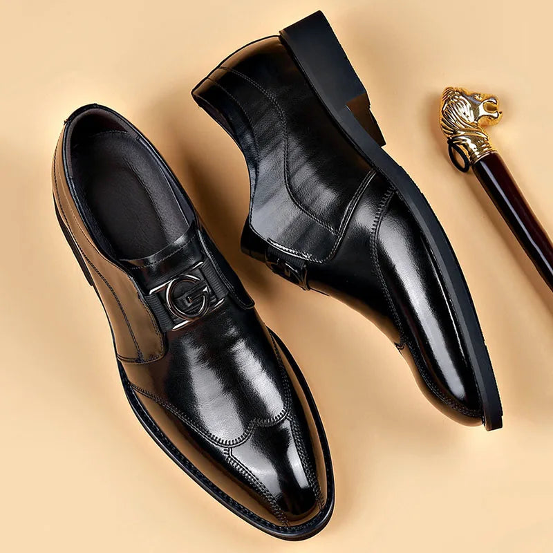 Kalsten | Men's Leather Shoes Stylish Men's Shoes Pointed Oxford Wedding Leather Men's Dress Shoes Gentleman Office Man Shoe