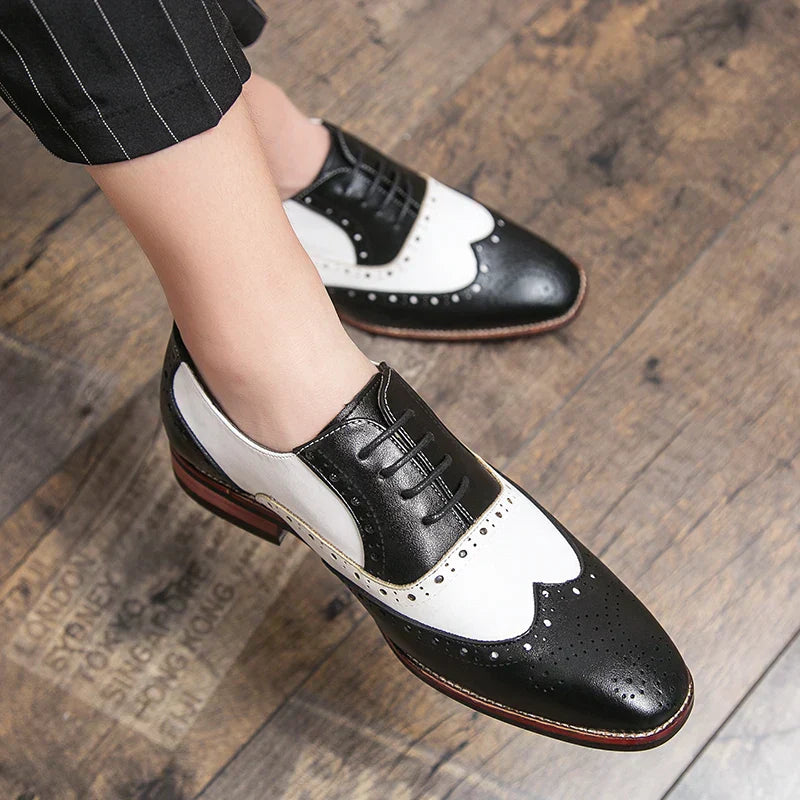 Kalsten | Men's Luxury Shoes Brogue Lace-up Casual British Style Contrast Color Oxford Office