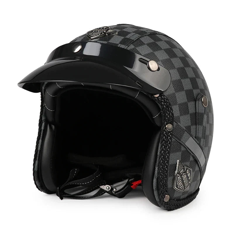 Noxord | Retro Motorcycle Helmet – Kael – (Open Face 3/4)