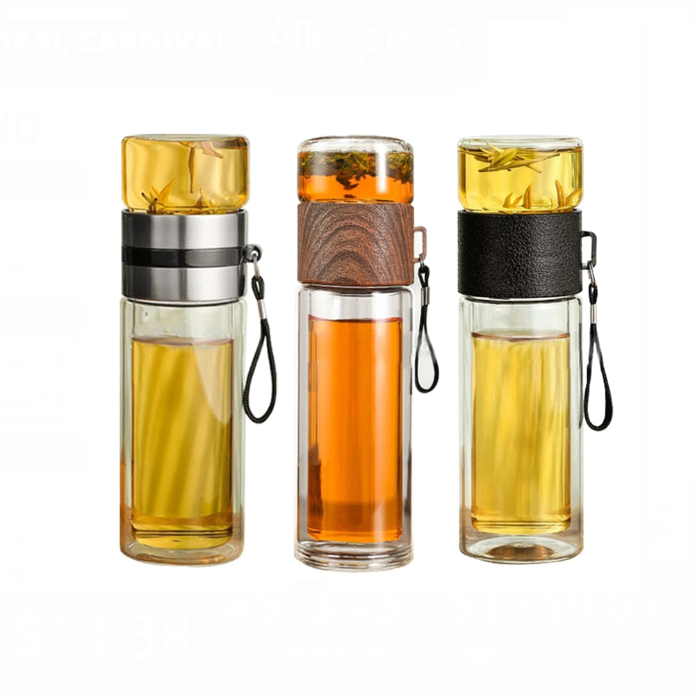 Kalsten | 2in1 Double Wall Thermal Smart Tea Glass Bottle