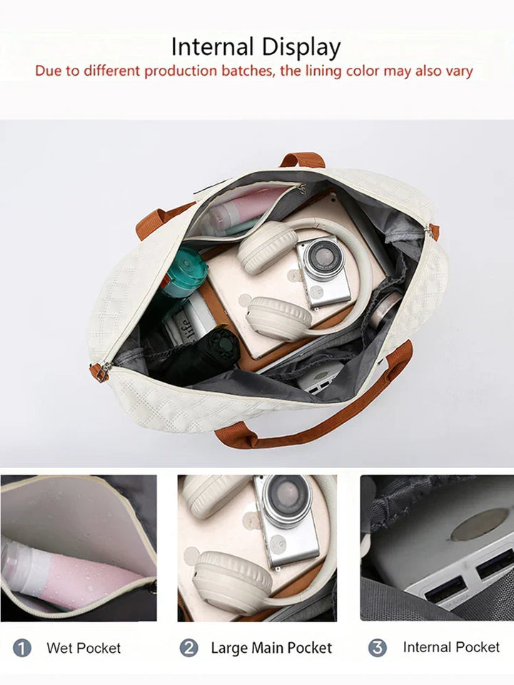 Kalsten | Travessia Travel Bag with Shoe Compartment | Large Capacity & Argyle Design | Nylon Weekender for Sports, Short Trips & Everyday Use