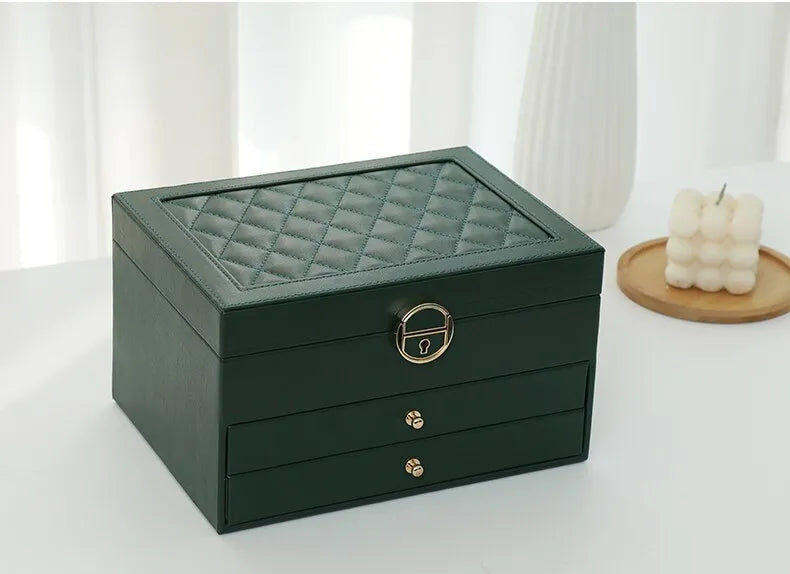 Lockable Multi-Layer Leather Jewelry Box Noxord