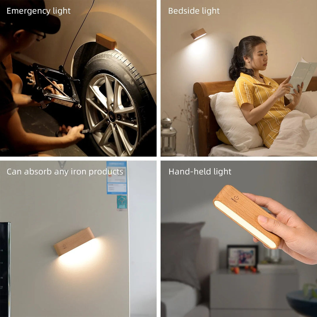 Rotatable Magnetic Wooden Rechargeable LED Night Lamp | Noxord